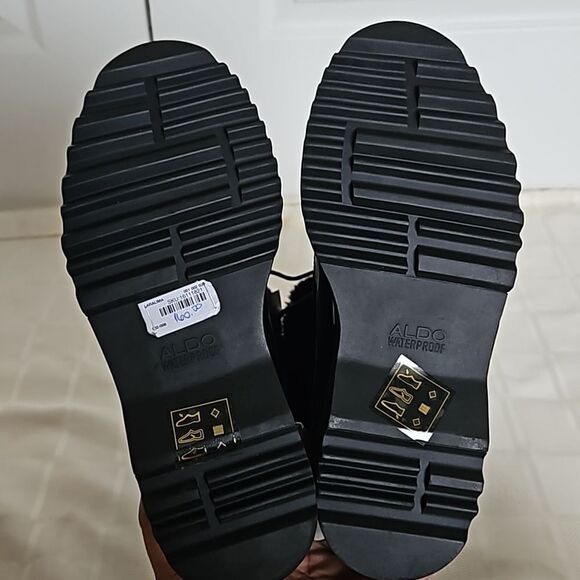 Aldo Women's Laralima Tall Quilted Lace-Up Faux Fur Trim Waterproof Boots 6 Blac - Picture 6 of 16